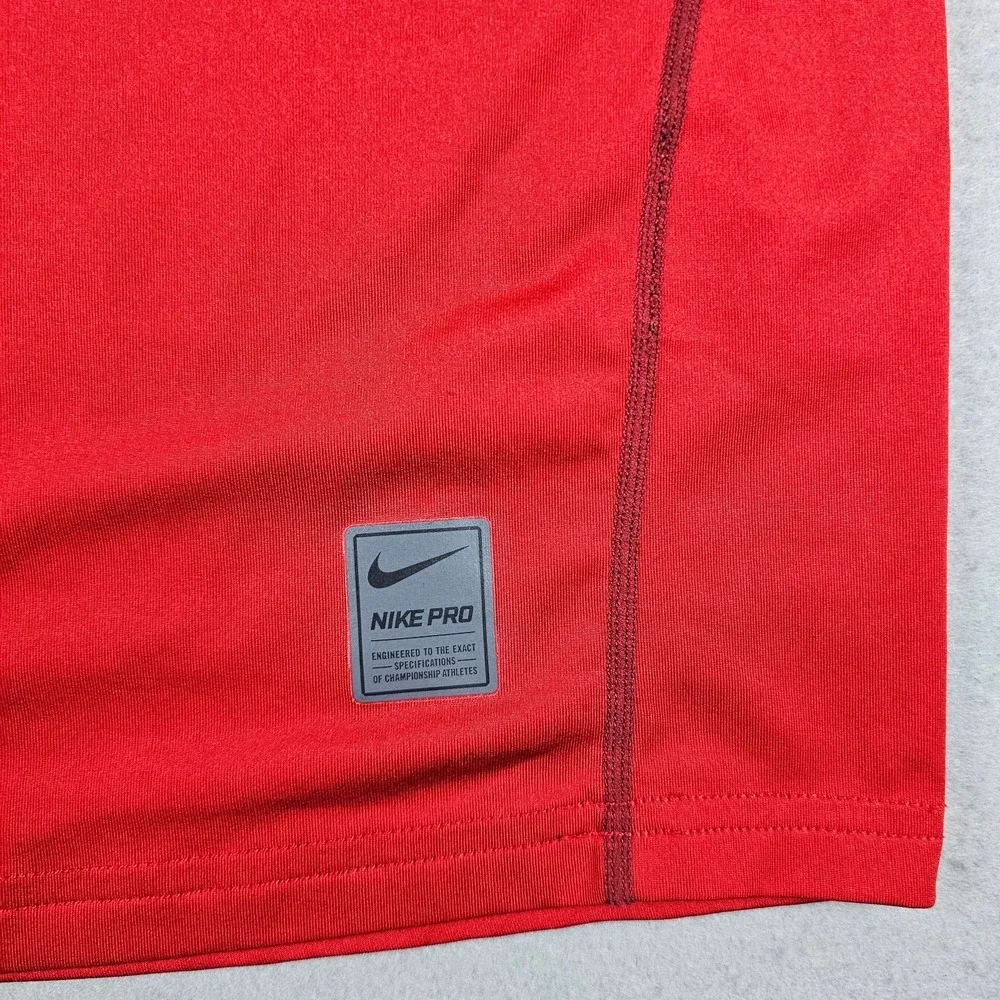 Nike Pro Base Layer Shirt Mens Extra Large Red Long Sleeve Fitted Dri-Fit Crew